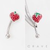 STRAWBERRY 316L SURGICAL STEEL CURVED BARBELL/EYEBROW